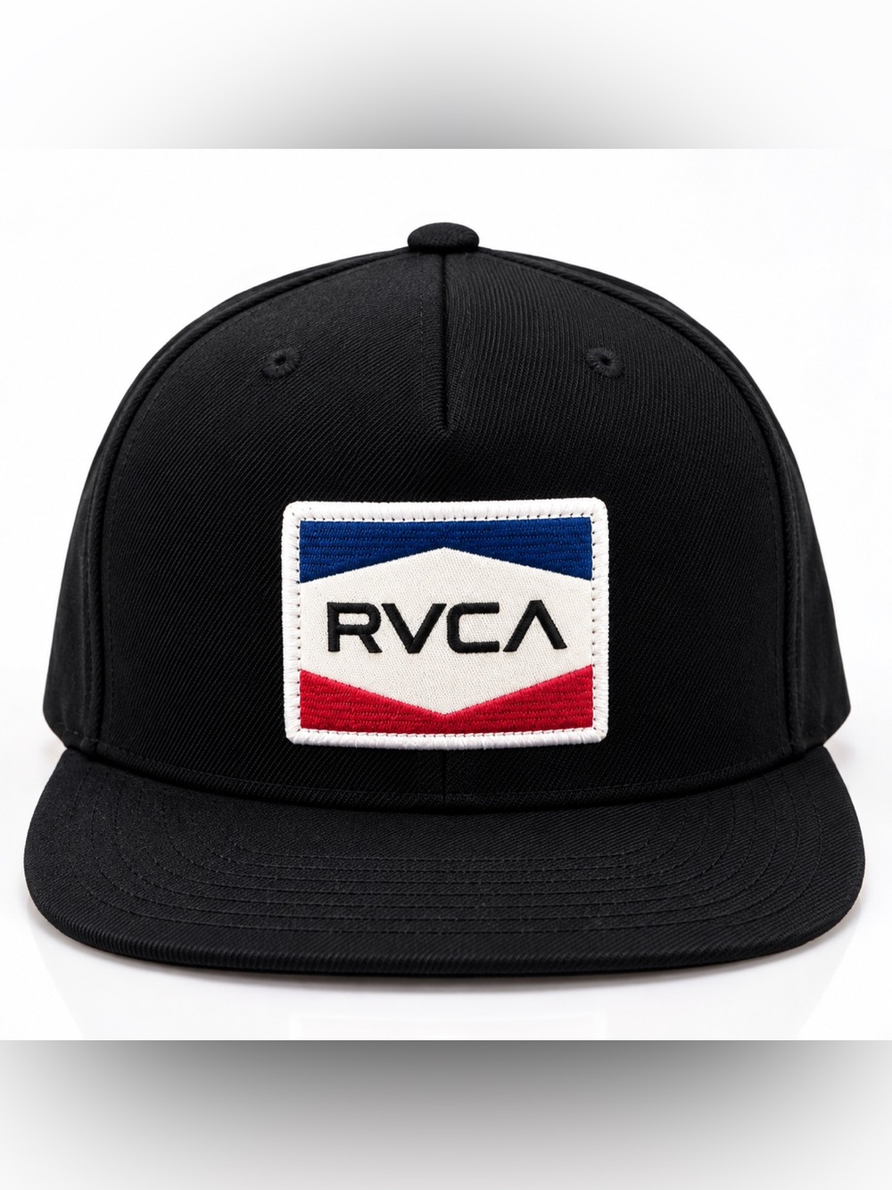 RVCA Black Snapback Hat Red White Blue Logo Patch Adjustable Cap